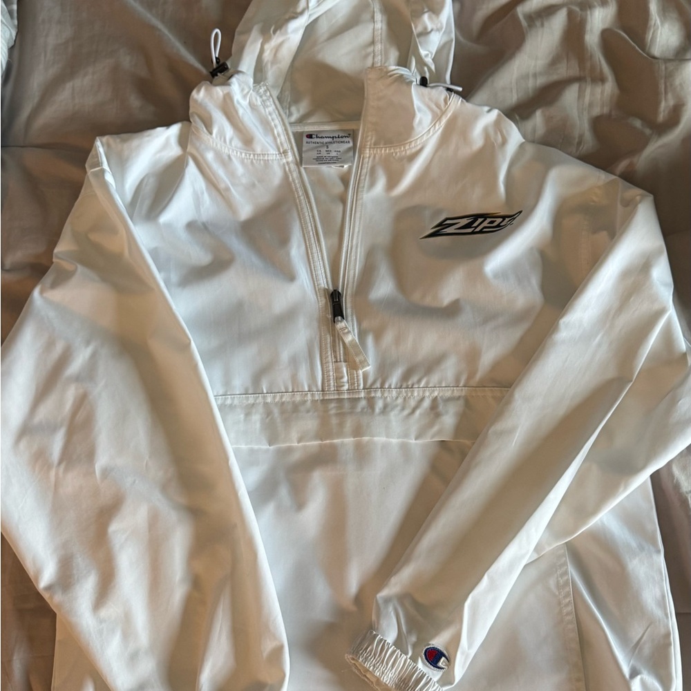 Unisex White Champion Akron Zips Pullover Jacket